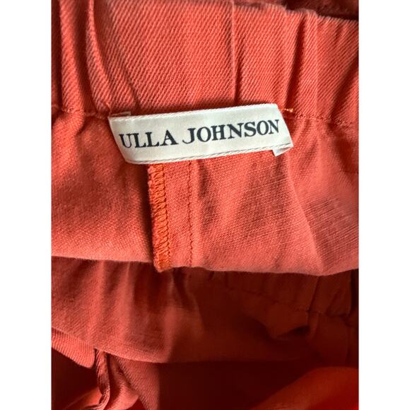 Ulla Johnson Viola Ruffled Linen Wide Leg Jumpsuit in Chili Pockets Size 8 - Picture 9 of 12